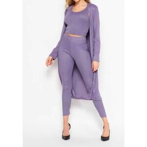 NEW NEW FASHION feels like fun 3-piece ribbed set in lilac